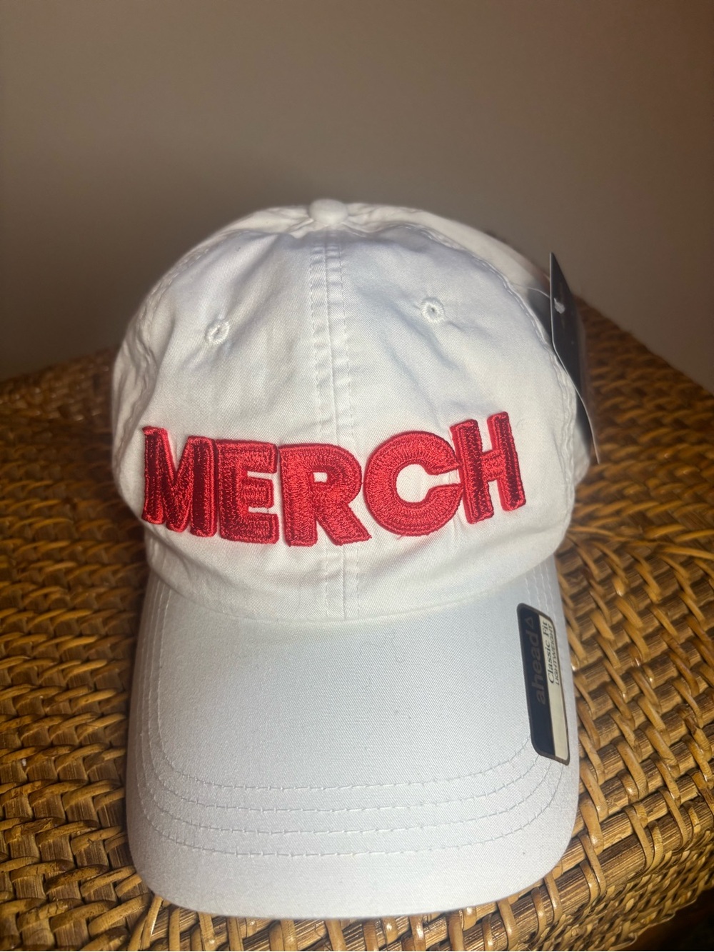 NWT Ahead White MERCH Embroidered Baseball Cap